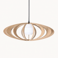 Rolling Ø70 houten hanglamp in naturel met witte diffuser.